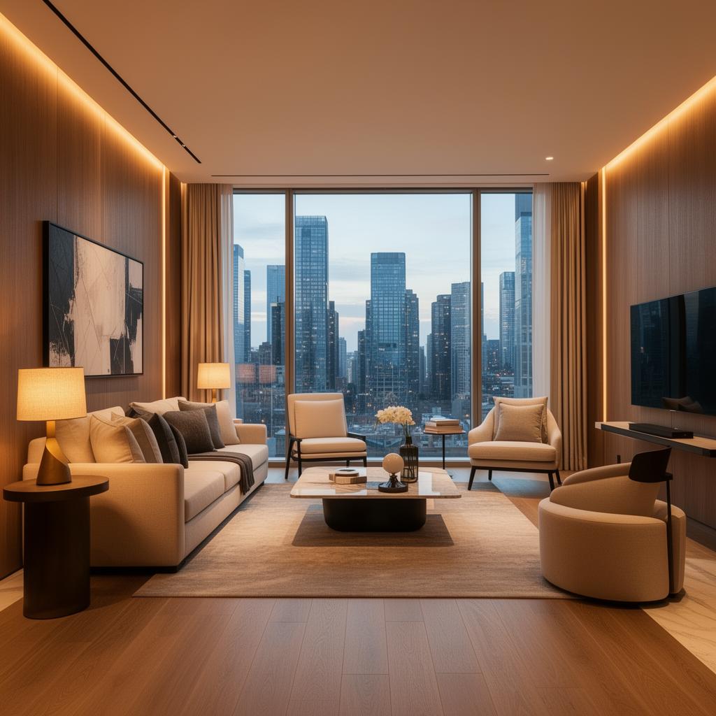 Modern furnished corporate apartment interior